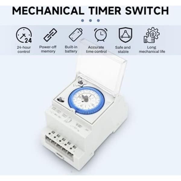 Mekanisk pooltimer - LUSKYKA® - 15-minutters programmering - 24-timers cyklus