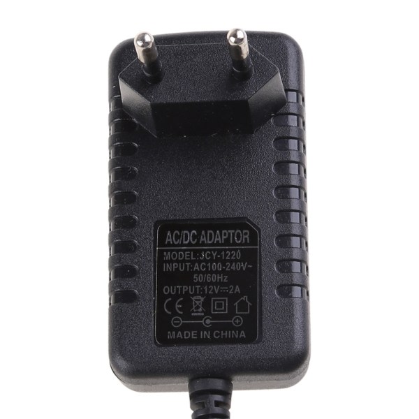 12V 2A AC-konverteradapter for DC 5,5x2,1mm+4,0x1,7mm strøm 1M