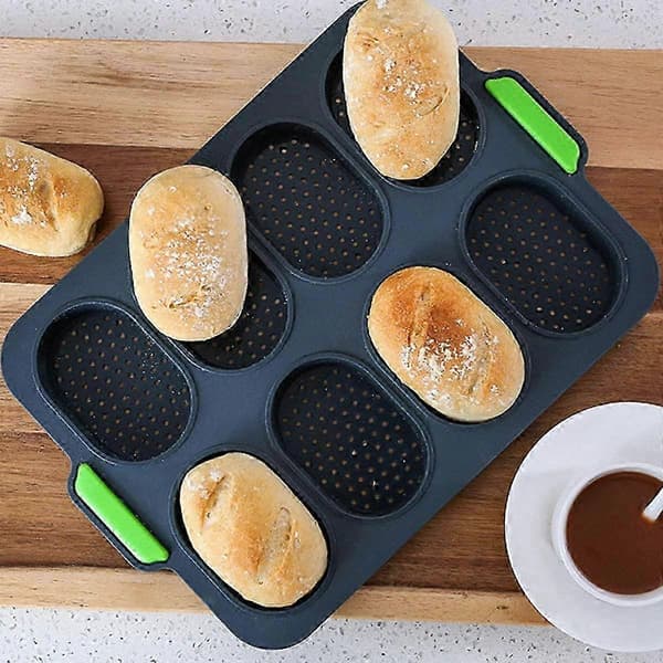 Silikonform Brødform, Mini Baguette Bakebrett, Bolle Bakeform, Non-Stick Silikon Baguetteform, Non-Stick Perforert Ark, Brød Sprø Baking