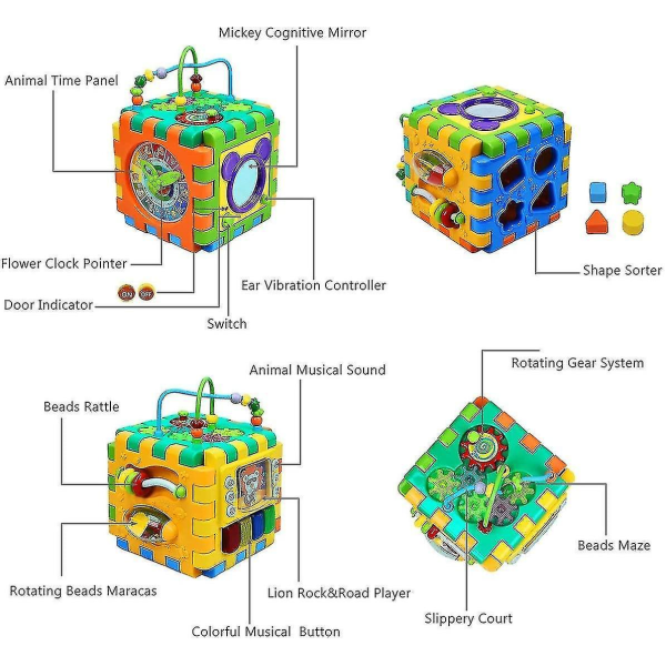 Activity Cube Småbørnslegetøj - 6 i 1 S Sorter legetøj Aktivitetslegecentre