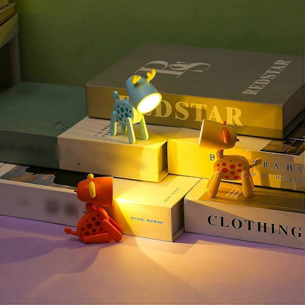 6 STK Mini LED Bordlampe Sød Lille Telefonholder, Hjorteformet Natlampe Justerbar Telefonstander, Bærbar Læsebords Natlampe til Børn Studerende (6
