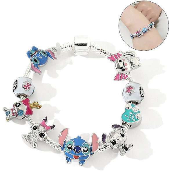 Cartoon Stitch Armband Charm Pärlor Armband Barn Flickor Smycken Gåvor 21cm