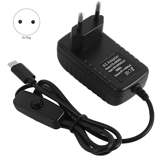 Nätadapter för 4b Strömförsörjning 5v 3a Typ-c med På/Av-knapp Usb-c Laddare Eu-kontakt Ft