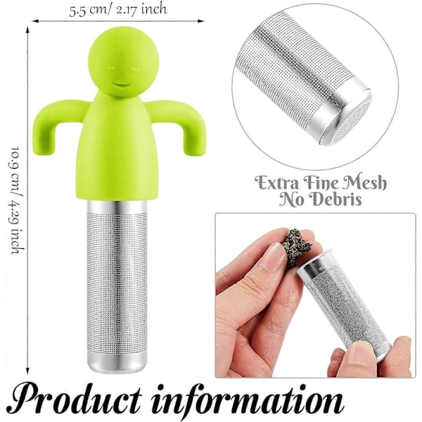 2 Stk. Te-infuser til Løs Te, Sødt Fintmasket Te-si Rustfrit Stål Te-filterkugle Te-diffuser til Tekopper Tekander (Grøn, Rose)