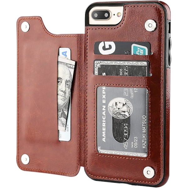 Iphone 7 Plus Iphone 8 Plus lompakkokotelo korttipidikkeellä, katea Premium Pu Nahkainen jalustakorttipaikkakotelo, kaksoismagneettilukko ja kestävä iskunkestävä