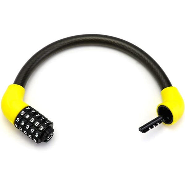 Højsikkerheds cykellås kabel 400mm/10mm cykelkombinationslås med 5-cifrede koder til cykel, motorcykel, dør, porthegn (gul)