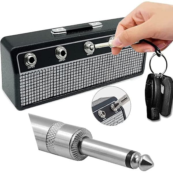 4 st Lmell Nyckelhållare, Väggmonterad Gitarrförstärkare Nyckelhållare, Inklusive 4 Gitarrpluggar som Gåvor