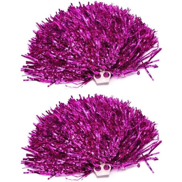 2-pakning Fluffy Cheerleading Pom Poms Ultra Shining Metallic Foil Cheerleader Pompoms Håndholdte Cheerleader Pompoms med plastfinger Ring