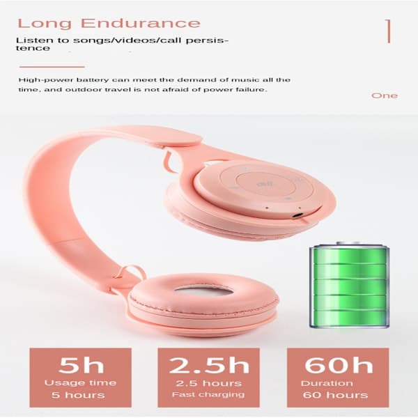 Trådløse Bluetooth-hovedtelefoner Pink
