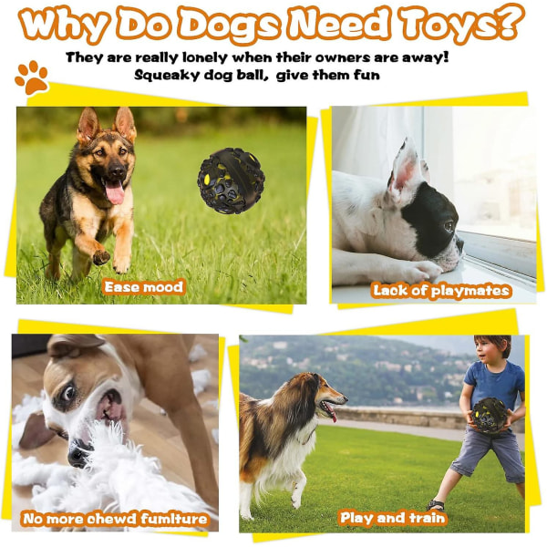 Hundeseleleke, Uforgjengelig Hundeball Hundetyggeleker Naturlig Gummi Tannrens, 12cm Interaktiv Pipende Ball Leketøy Hundespill For Middels Og Store Hunder