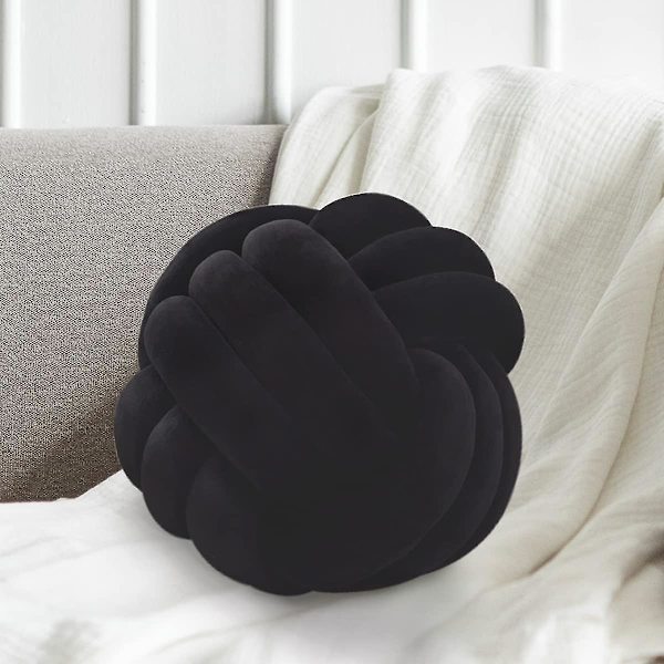 Knudebold kastepude, hvid rund knudet plys pude accent pude til preppy, æstetisk & søde dekorative puder til sofa, seng, stue, F