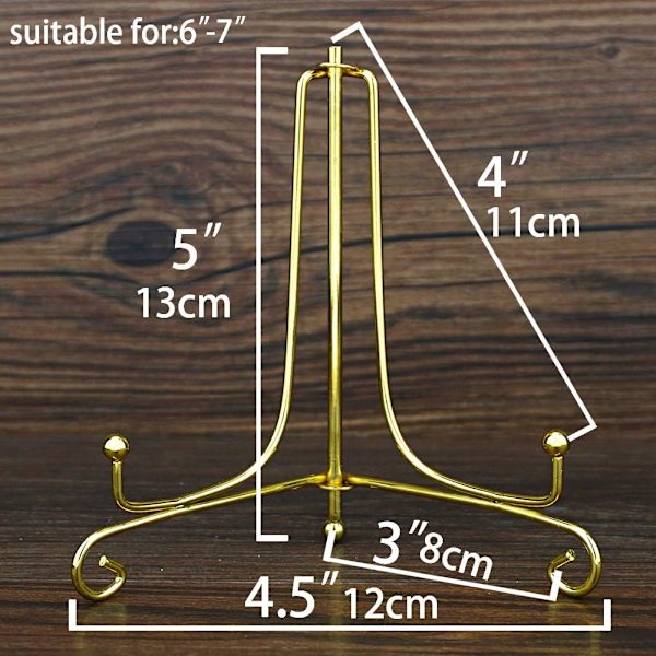 (2 pak) 5\" Jern Display Stativ, Guld Lille Jern Staffeli Plade Display Fotoholder Stativ, Viser kort, cookie, Dekorative Plader, Kunstværker