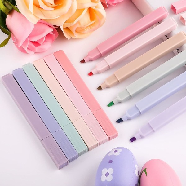 Pastel Highlighters, 12 stk. Morandi farve highlighter penne, bløde mejselspids bibel tekstmarker markeringspenne, notesbøger, skoleartikler.