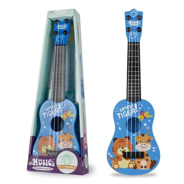 42 cm børneguitar/ukulele – 4-strenget instrument til børn (blå)