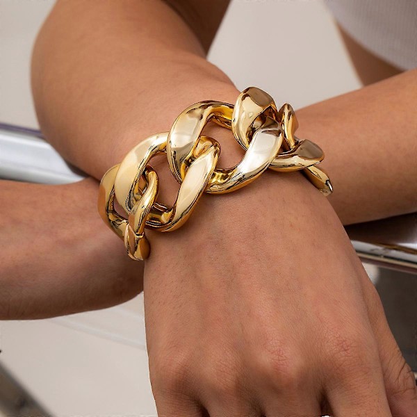 Shixin Hip Hop Overdrevet Tyk Led Kæde Armbånd Til Kvinder Ccb Materiale Store Brede Armbånd Mode Hånd Kæder Smykker S01-1