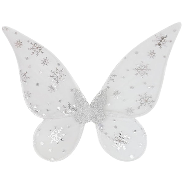 Julepiger kostume fe vinger glitrende snefnug pyntet med glimmer til børn piger Fødselsdags dress up kostume Silvery