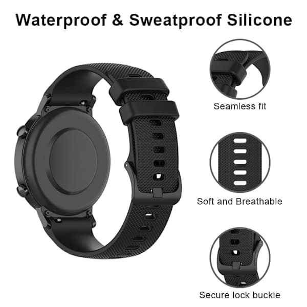 Urrem silikone Sort Garmin Venu, Vivomove, Move, Vivoactive, Forerunner, Approach S40 20 mm Sort 20 mm Black