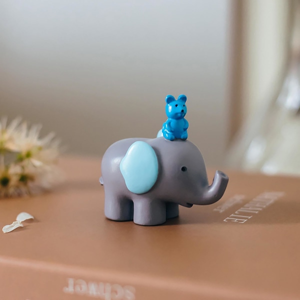 Kagetopper med babyelefant, perlekugler og kronkagevalg, dekoration minikugler Topper til elefanttema Baby shower-fødselsdagsfestartikler Blue mouse