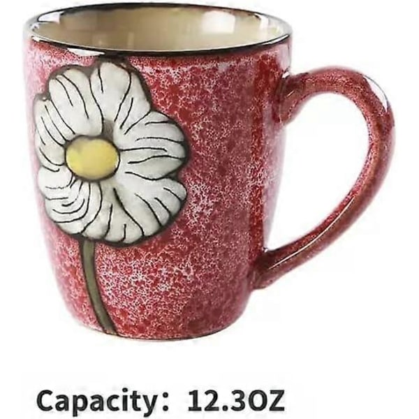 Keraamiset kahvikupit/teekupit, 355 ml, 2 kpl, uunissa lasitettu, mikroaaltouunin ja astianpesukoneen kestävä, täydellinen teehetkiin, posliinikupit punainen ja sininen