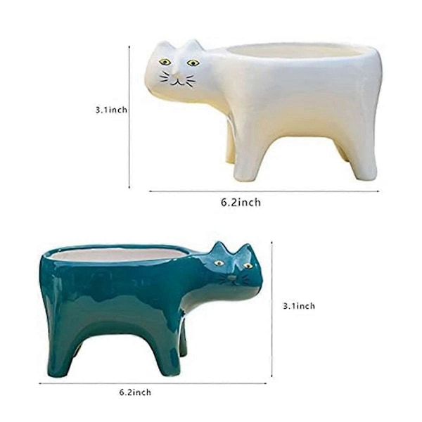 Sukulentplanter Potter i 2 farger Keramikk, Dekorativ Keramisk Blomsterpotte med Drenering, For