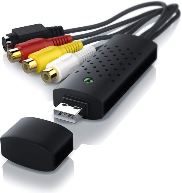 Lyd- og videoopptaksboks, lyd- og videokonverterer USB 2.0, VHS-opptaker, ny versjon, ny programvare kompatibel med Windows 11 10