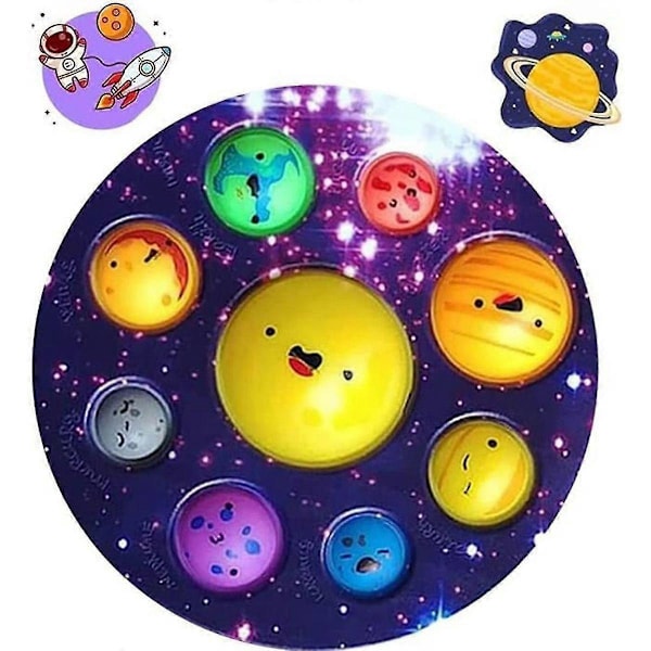 2 st Finger Press Bubble Leksaker-C Solsystem Leksaker Bubble Planet POP Ångestlindring Vuxen Present Barn