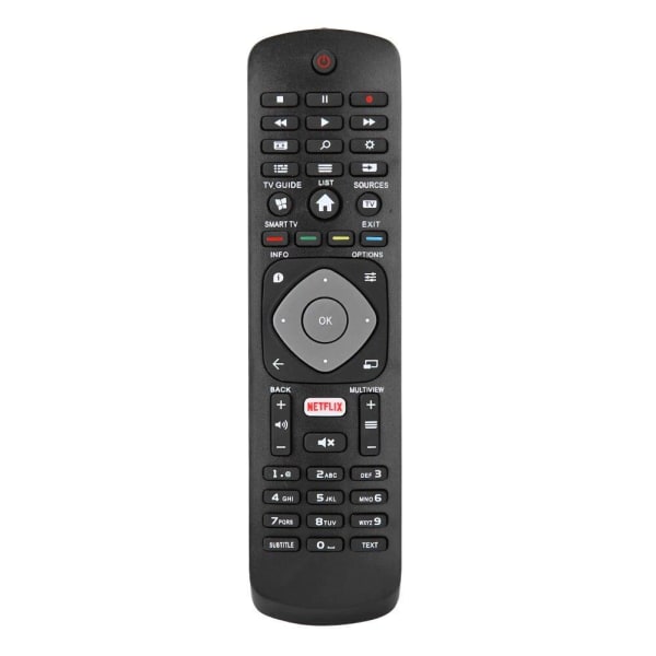Universal smart TV-fjärrkontroll med Netflix för Philips Black en one size