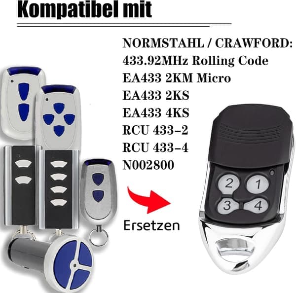 Crawford EA433 2KS/4KS Håndsender - 2-pak - 433.92MHz Scroll Code Fjernbetjening