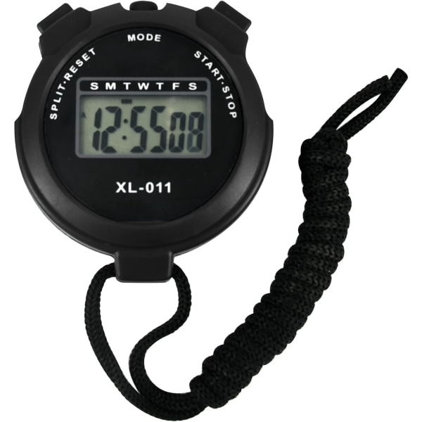 Digital Sports Stoppur Timer Stoppur Stor Display Intervallträningstimer Utomhus Split Stoppur Varvtimer (Svart)