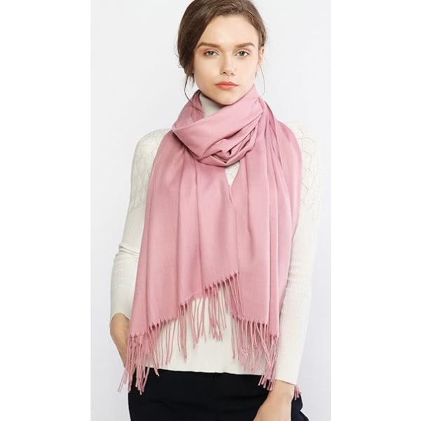Dameskjerf Pashmina sjal og omslag for bryllupsskjerf for kvinner vinter(rosa)
