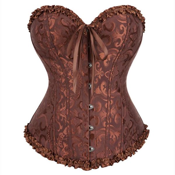 Mimigo Kvinders Snørebåndsryg Sexy Blomster Korset til Kvinder Lingeri Bustier Top Plus Størrelse BROWN M