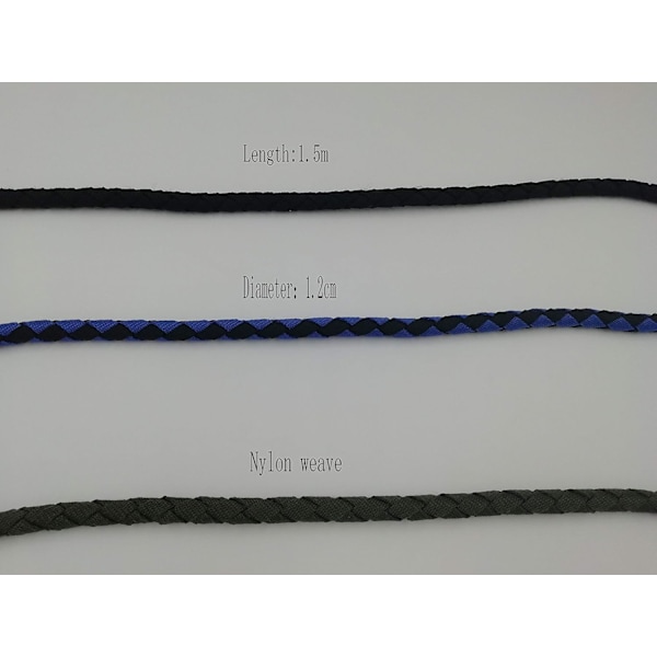 Hundeforing av nylon, tau for hunder, treningsforing for mellomstore og store hunder med rustfritt stålspenne, 1,5 m lang og 1,2 cm bred (svart)