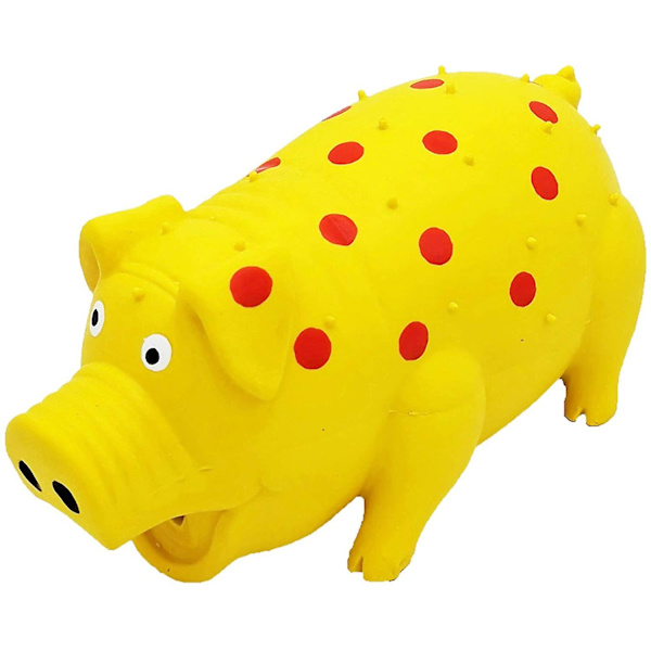 Pipande gris hund leksaker, grymtande gris hund leksak som oinkar grymtar för små medelstora stora hundar