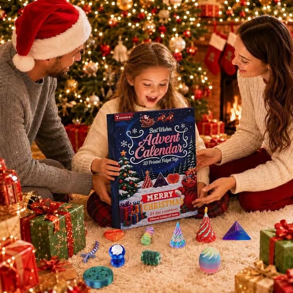 Julekalender 2026 Jul 24 Dages Nedtælling Mini 3D-printet Fidget Legetøj