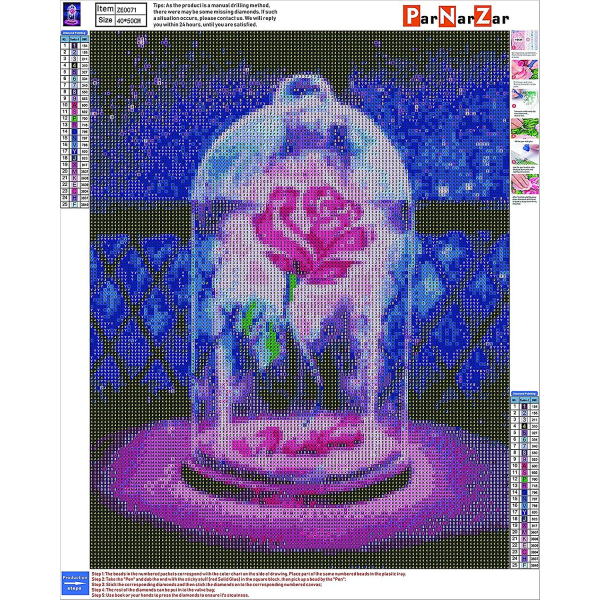 Rose diy 5d diamond painting komplett set, kristall strassbroderimålning diamantdekoration för hemväggdekor - 40x50cm