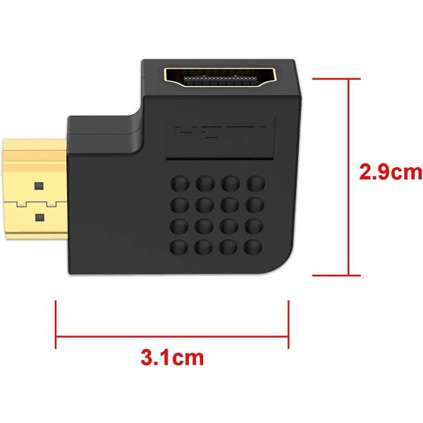 2 kpl HDMI-kytkentäliitin, 90 ja 270 asteen HDMI-uros naaras -pystysuora litteä sovitin