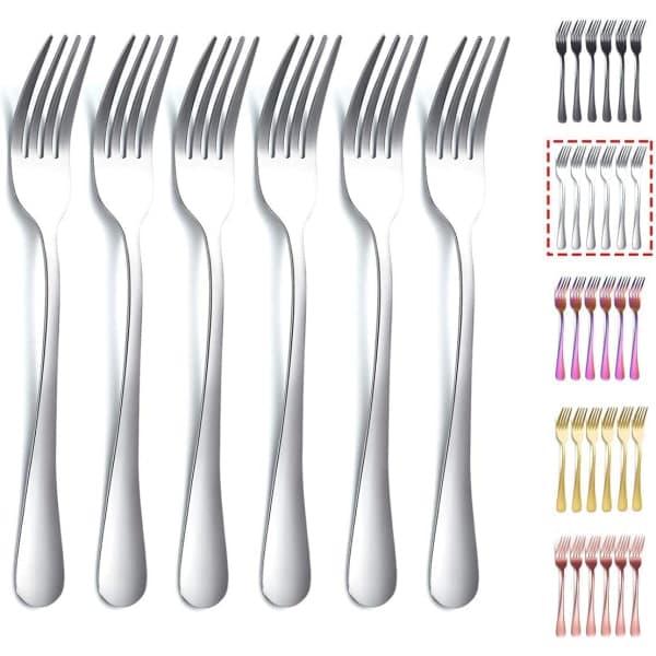 Gafflar 6-pack, Rostfritt stål 20,5 cm Bestick, Bordsgafflar Set om 6
