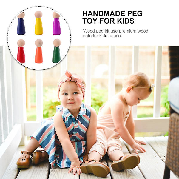 Rayan Toys Kids Peg Kit Toy Little Peg People Blank Peg Dolls Peg Dolls Diy