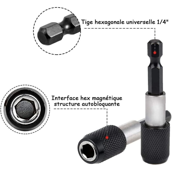 3 st Hex-skaft Magnetiska Förlängningsstänger 60mm Hex-skaft Skruvmejselbitshållare 6.35mm Elektrisk Borr Förlängningshållare För Snabbavlossning Borrbit Och Sc