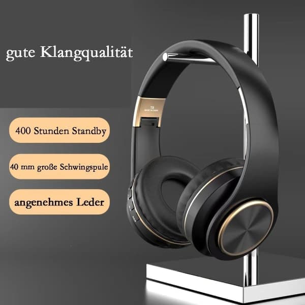 Bluetooth-hovedtelefoner, over-ear, sort, kompatibel med iPhone/iPad/Android/bærbare computere