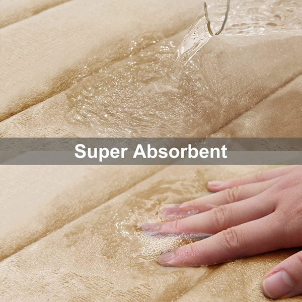 Memory Foam Bademåtte, 40 x 60 cm, Ekstra Blød Skridsikker Bademåtte, Super Absorberende Bademåtter til Badeværelsesgulv, Beige