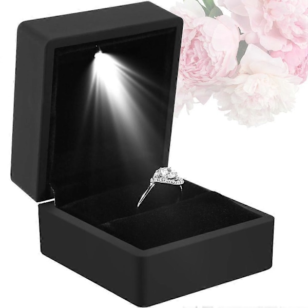 LED Ringask Upplyst Ringask för Frieri Ringask med LED-innerbelysning för Förlovning Bröllop