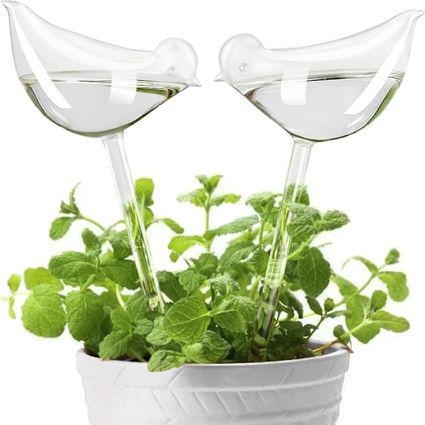 Plante-drypper, glas plantevandingskugle, automatisk plantevandingskugle, automatisk vandingssystem til indendørs og udendørs planter 2 birds