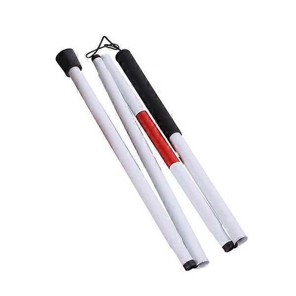 Blindestokk, hvit stokk, spaserstokk for blinde, sammenleggbar (123cm)