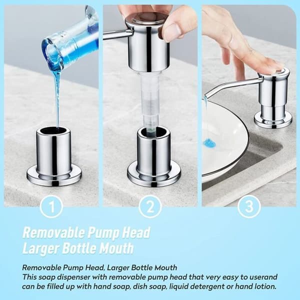 Inbyggd diskbänkstvåldispenser, 500 ml flaska och 1 m förlängningsrör, dold flytande pump