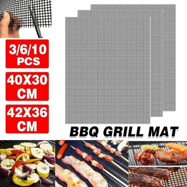 3/6/10 pak non-stick BBQ grillmåtter, 40 x 30 cm