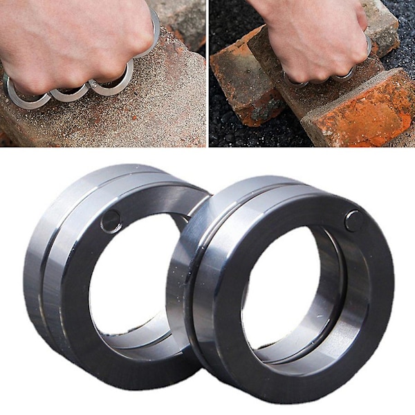 Rostfritt stål roterbar hopfällbar ring, fyr-finger spänne ring för män kvinnor