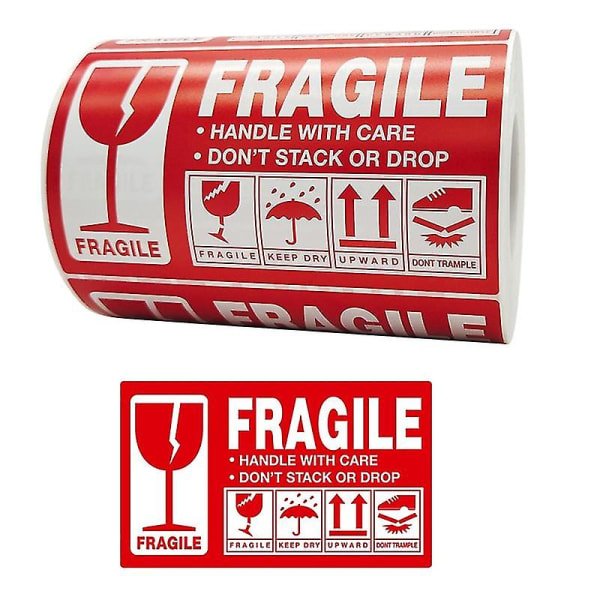 500 st Fragile Stickers Varningsdekal Etikett Hantera med försiktighet Stapla eller släpp inte Etikett Frakt Express Etikett För Varor Begränsning