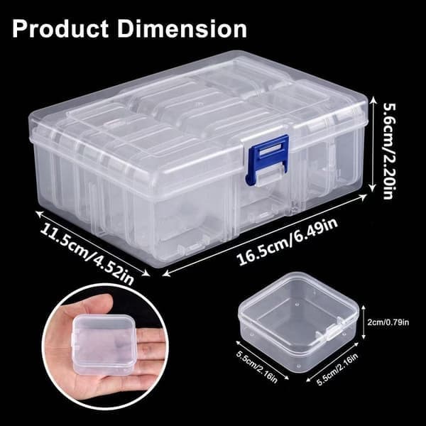 Opbevaringsboks til nanoperler, tilbehør, diamantperler, gennemsigtig organizer til smykker, neglekunst og tilbehør, plastkasse 30 small boxes + 1 outer box