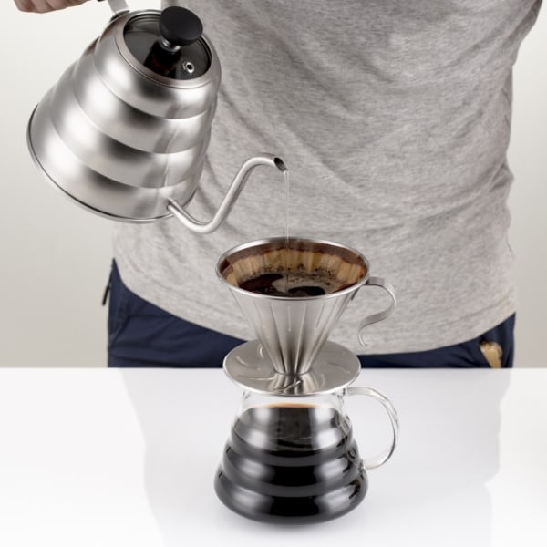 Kaffe Dripper Rustfritt Stål V-Form Dripper Kaffe Trakt Håndbrygget Kaffe Filter Hell Over Kaffe Bryggekopp - S